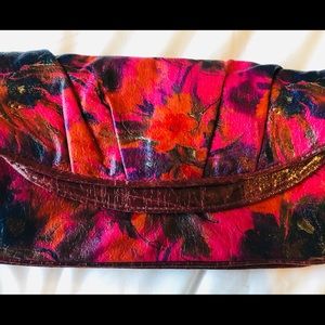 Red, pink and purple floral vintage looking purse